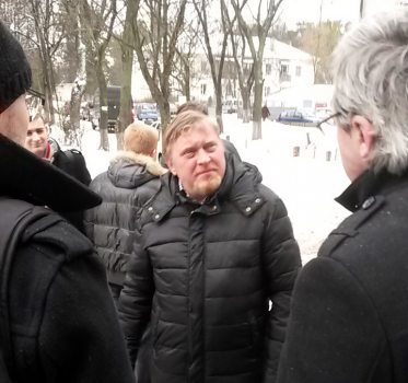 Ihar Lohvinau near the court. January 9, 2014